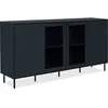 Image de Buffet salle à manger CARACAS - Décor bleu navy - 2 portes vitrées + 2 portes - L180 x H90 x P40 cm
