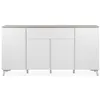 Image de Buffet Bertrix 51A - Décor travertin / blanc - Panneaux de particules - 4 portes et étageres - 1 tiroir central - 177 x 92 x 4