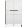 Image de Buffet haut 4 portes 2 tiroirs 90x38x140 cm blanc et chêne - AROUY