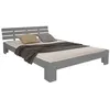 Image de Lit double 140x200 gris matelas et sommier à lattes