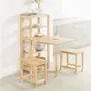 Image de Table à Manger Pliable en Bois d'Hévéa avec Étagères Latérales 60x98x126 cm