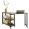 Image de SoBuy FWT83-PF Table d'appoint Rotative, Table Console Mobile avec 2 étagères de Rangement et 6 roulettes