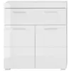 Image de Meuble bas de salle de bain 2 portes 1 tiroir blanc brillant Kelia 73 cm
