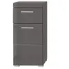Image de Meuble bas gris brillant 1 porte 1 tiroir Kelia 37 cm