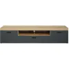 Image de Meuble TV - Tyler - Urbain - En panneaux de particules - Gris anthracite mat / chene miel - 230 x 52 x 52 cm -
