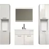 Image de Salle de bain complete brillant 2 colonnes a suspendre Meuble vasque miroir HAVEN