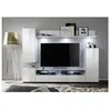 Image de ensemble meuble tv dos - 3 portes - led - mélamine blanc mat et brillant - l208 x p33 x h165 cm