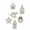 Image de Lot de 6 décorations à suspendre Roéline, blanc/marron (6.5 x 1 x 7cm)