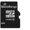 Image de MediaRange - Carte mémoire flash (adaptateur microSDHC - SD inclus(e)) - 4 Go - Class 10 - micro SDHC - noir