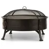 Image de Braséro de jardin - blumfeldt Catania - Foyer de terrasse - Grille barbecue Ø70cm - Braséro 2-en-1 - Charbon ou Bois - Acier noir