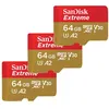 Image de Lot de 3 Carte Mémoire microSDXC SanDisk Extreme 64 Go A2 jusqu'à 170 Mo/s écriture 80Mo/s Classe 10 U3 V30 Adaptateur SD