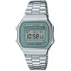 Image de Montre Casio Vintage numérique en acier inoxydable avec bracelet à quartz A168WA-3A pour homme vert