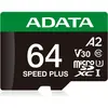 Image de Adata microSD 64GB Speed Plus UHS-I U3 + adaptateur (64 Go, microSDXC, U3, UHS-I), Carte mémoire, Vert, Blanc, Noir
