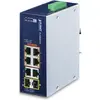 Image de Planet Industriel 4 ports GE 802.3at + 2 GE + 2 100/1000X SFP (6 ports), Switch réseau, Bleu, Blanc