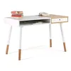 Image de Bureau scandinave 120x60x75 cm décor blanc et chêne