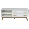 Image de Meuble TV Design "Kensal" 130cm Chêne & Blanc