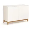 Image de Buffet 2 portes 120x48x85 cm décor blanc et chêne - TORVA