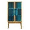 Image de Bibliothèque Vitrine "Avon" 165cm Chêne & Bleu