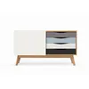 Image de Buffet 4 tiroirs & 1 porte "Avon" 128cm Chêne & Bleu