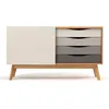 Image de Buffet 4 tiroirs & 1 porte "Avon" 128cm Chêne & Gris