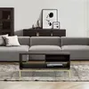 Image de Table basse 100x44x45 cm décor chêne noir et métal doré - LOUNIS