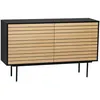 Image de Commode Design "Stripe 6D" 140cm Chêne & Noir