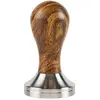 Image de Sorso Tasseur de barista, en acier inoxydable, avec un manche en bois, 51 mm - Marron, Machine à café : accessoires, Marron