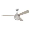 Image de 72208 ventilateur de plafond d?intérieur graham de 132cm en nickel lustré, kit d?éclairage led à variateur avec abat-jour cage et verre opale dép