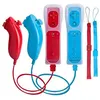 Image de 2x 2 en 1 Manette Wiimote Motion Plus intégré et Nunchunk QUMOX compatible pour Nintendo Wii et Wii U -QUMOX® (rouge et bleu)