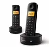 Image de Téléphone fixe sans fil avec répondeur double combiné Philips D1652B Noir