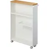 Image de Yamazaki - Etagère de toilette sur roulettes métal et bois Slim blanc