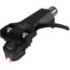 Image de Cellule Audio-Technica AT-VM95EBK pré-montée sur un porte-cellule AT-HS6