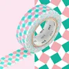 Image de Masking tape petits carrés rose et vert - 1,5 cm x 7 m
