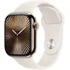 Image de Apple Watch Series 10 GPS + Cellular 42 mm Titane Or Bracelet Sport Lumière Stellaire S/M