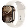 Image de Apple Watch Series 10 GPS + Cellular 42 mm Titane Or Bracelet Sport Lumière Stellaire M/L