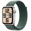 Image de Apple Watch SE GPS (2024) 44 mm Aluminium Lumière Stellaire Bracelet Sport Textile Vert Lacustre