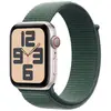 Image de Apple Watch SE GPS + Cellular (2024) 44 mm Aluminium Lumière Stellaire Bracelet Sport Texitle Vert Lacustre