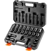 Image de VEVOR SX38MUN1400 - Coffret douilles à chocs profondes 3/8" métriques 10-19 mm pivotantes 360° 14 pièces