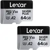 Image de LEXAR Carte microSDXC Silver Plus UHS-1 64Go R205/W100 V30 - Pack de 2