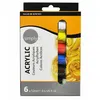 Image de Daler-Rowney Simply - Ensemble de peinture - 6 parties - acrylique à base d'eau - 6 couleurs - blanc, jaune moyen, brillant red, bleu ultramarin, brun, noir - 12 ml