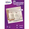 Image de Pack de 5 feuilles stickers rondes brillants A4 Avery Dennison Transparent pour imprimantes jet d'encre