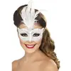 Image de Loup vénitien argenté avec plumes blanches adulte taille unique