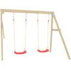 Image de Bras de portique 2 balançoires rouges pour maisonnette modulable en bois FSC®