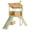 Image de Cabane sur pilotis en bois FSC® avec toboggan vert kaki CIMES