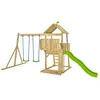 Image de Aire de jeux KINGSWOOD tour - échelle - plateforme - balcon - bac à sable - toboggan - 2 balncoires - bois FSC® h306 cm