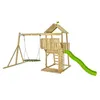 Image de Aire de jeux KINGSWOOD tour - échelle - plateforme - bac à sable - toboggan - balançoire - fauteuil bébé - bois FSC® h306 cm
