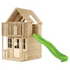 Image de Maisonnette cabane en bois FSC® avec toboggan vert pomme LOFT