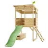 Image de Cabane sur pilotis en bois FSC® avec toboggan vert pomme CIMES