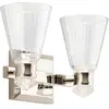 Image de Elstead Lighting, Plafonnier, Kayva LED Applique murale double nickel poli transparent à facettes IP44 (1250 lm)