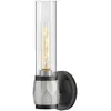 Image de Elstead Lighting, Plafonnier, Elstead Ellison Wandleuchte E27 Schwarz mit Nickel gebürstet Glas klar IP44 (E27)